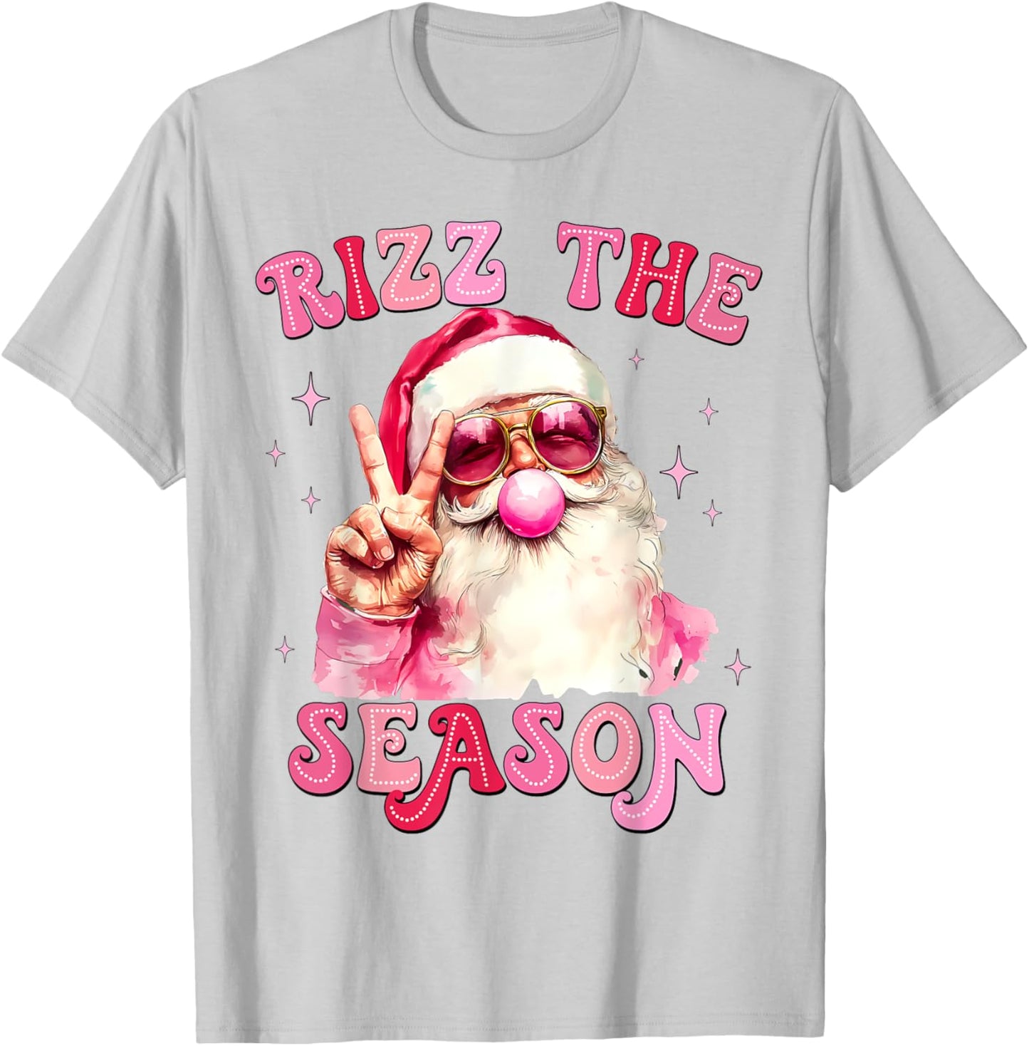 Rizz The Season Santa Pink Bubble Gum Rizzmas Christmas Kids T-Shirt - T-Shirt | Ash