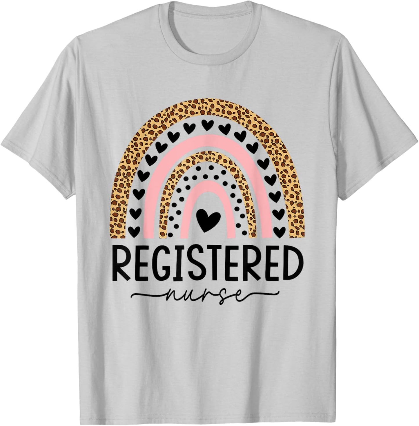 Women Registered Nurse RN Nursing Rainbow Leopard Nurse Day T-Shirt - T-Shirt | Ash