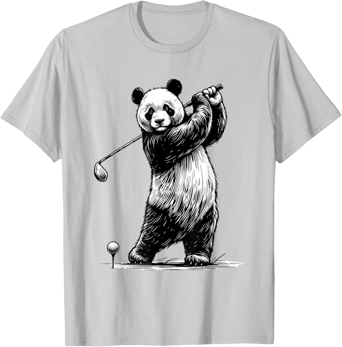 Panda Bear Playing Golf Funny Golfing Lover Golfer T-Shirt - T-Shirt | Ash