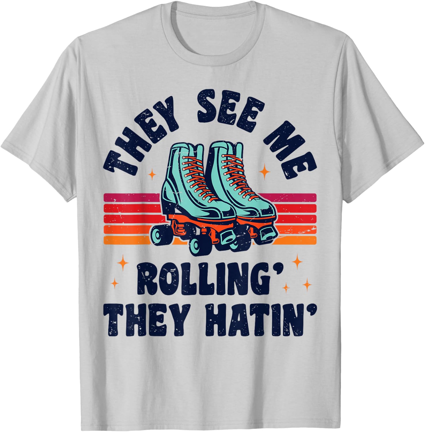Roller Skating They See Me Rollin' They Hatin' Skater Skate T-Shirt - T-Shirt | Ash