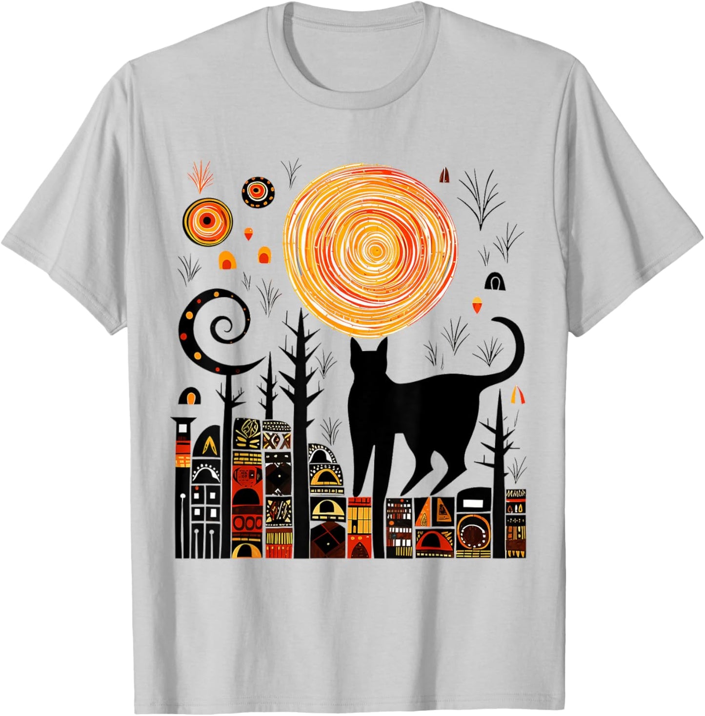 Nature Geometric Cat Art Abstract Polygon Graphic Nature Women Kids T-Shirt - T-Shirt | Ash