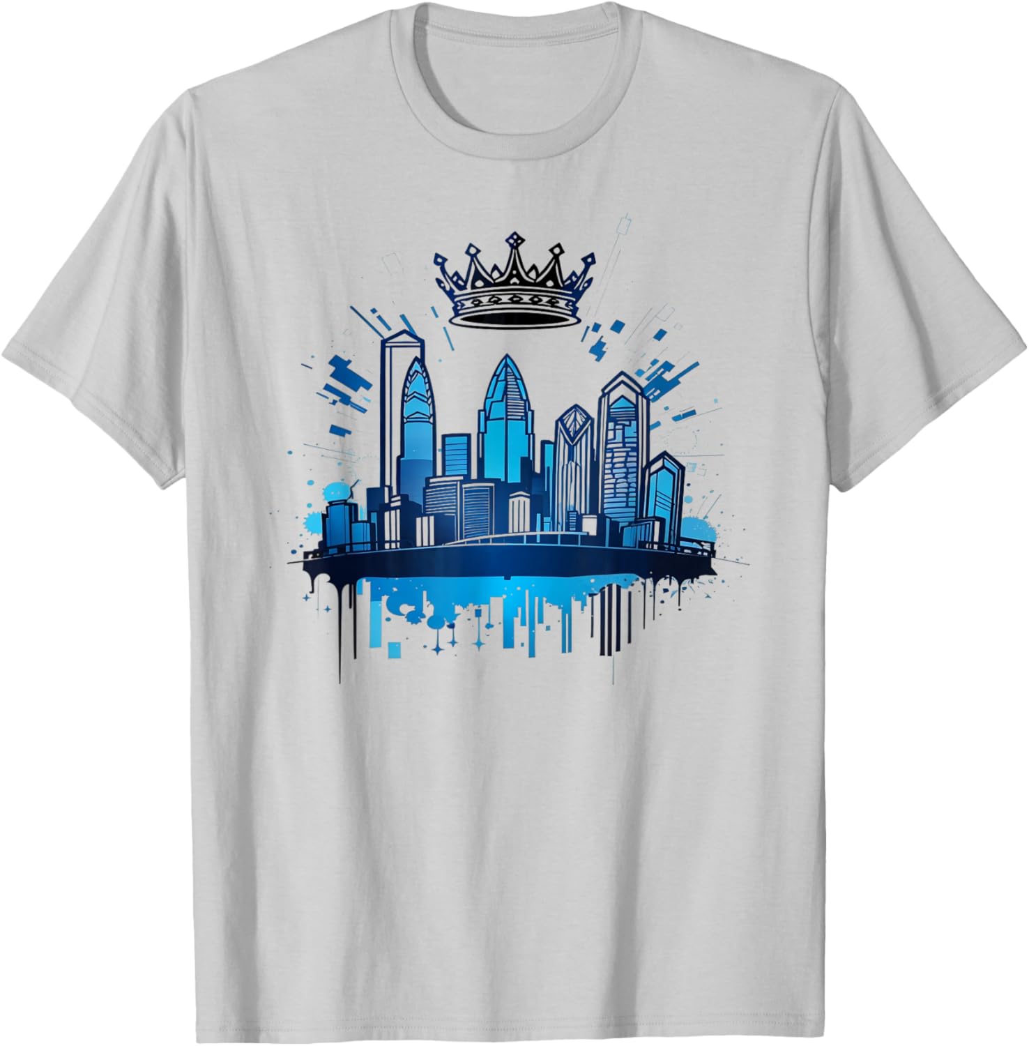 Charlotte Skyline Crown 704 Queen City T-Shirt - T-Shirt | Ash