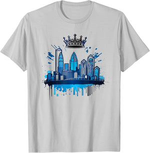 Charlotte Skyline Crown 704 Queen City T-Shirt - T-Shirt | Ash