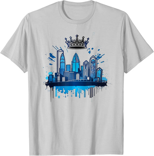 Charlotte Skyline Crown 704 Queen City T-Shirt - T-Shirt | Ash