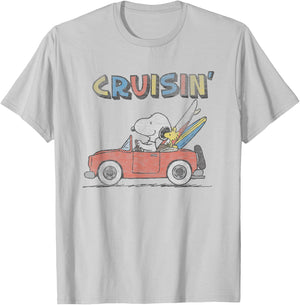 Peanuts Snoopy and Woodstock Cruisin' T-Shirt - T-Shirt | Ash