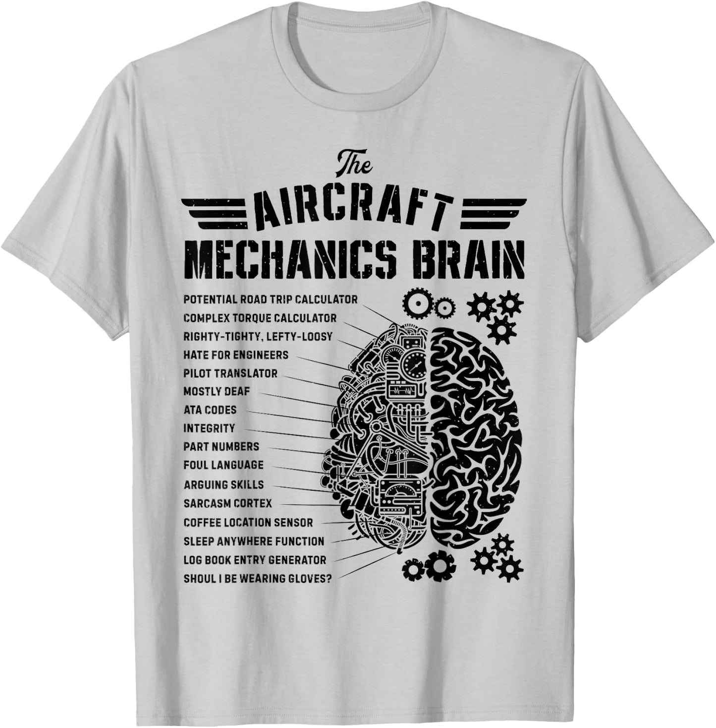 Aircraft Mechanics Brain Funny Aviation Technician Gifts Men T-Shirt - T-Shirt | Ash
