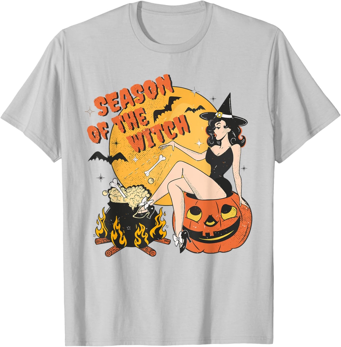 Retro Season of the Witch Halloween Salem Witch T-Shirt - T-Shirt | Ash