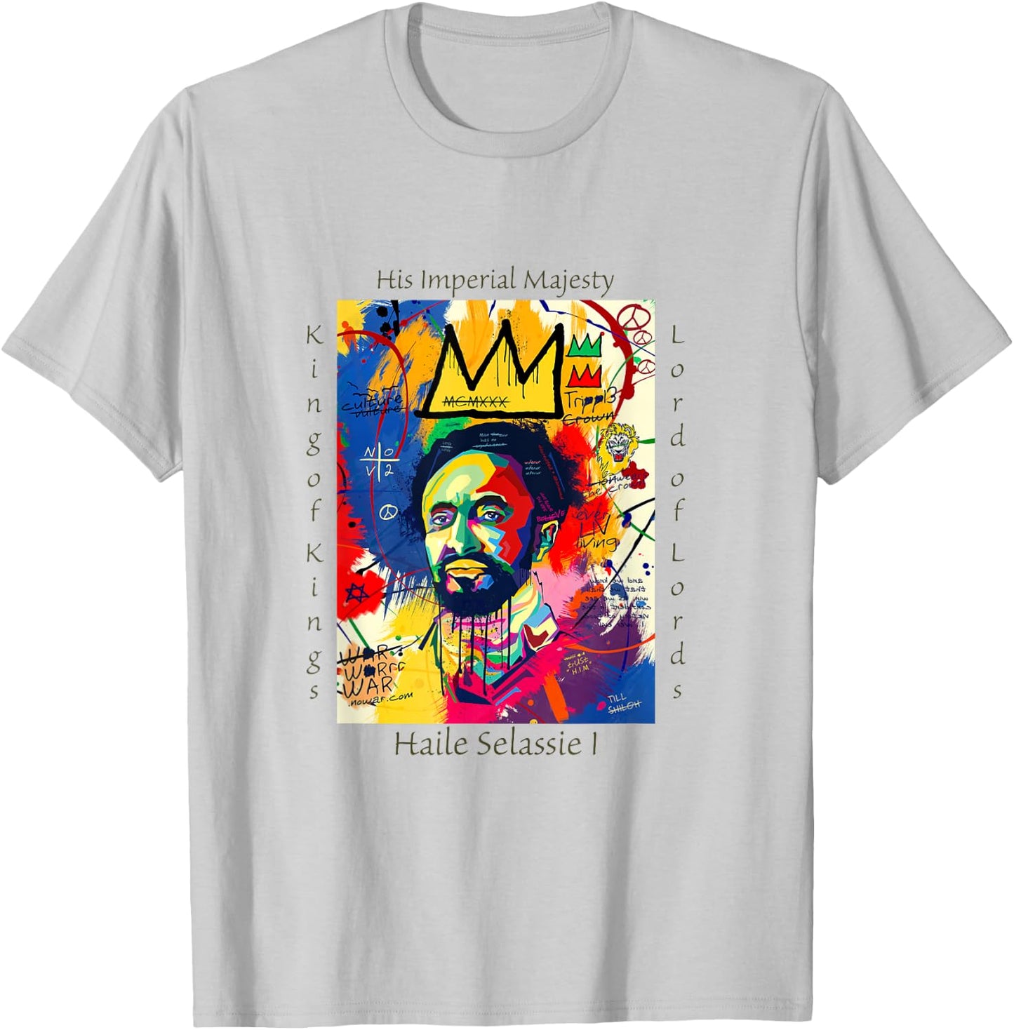 Haile Selassie Portrait T-Shirt - T-Shirt | Ash