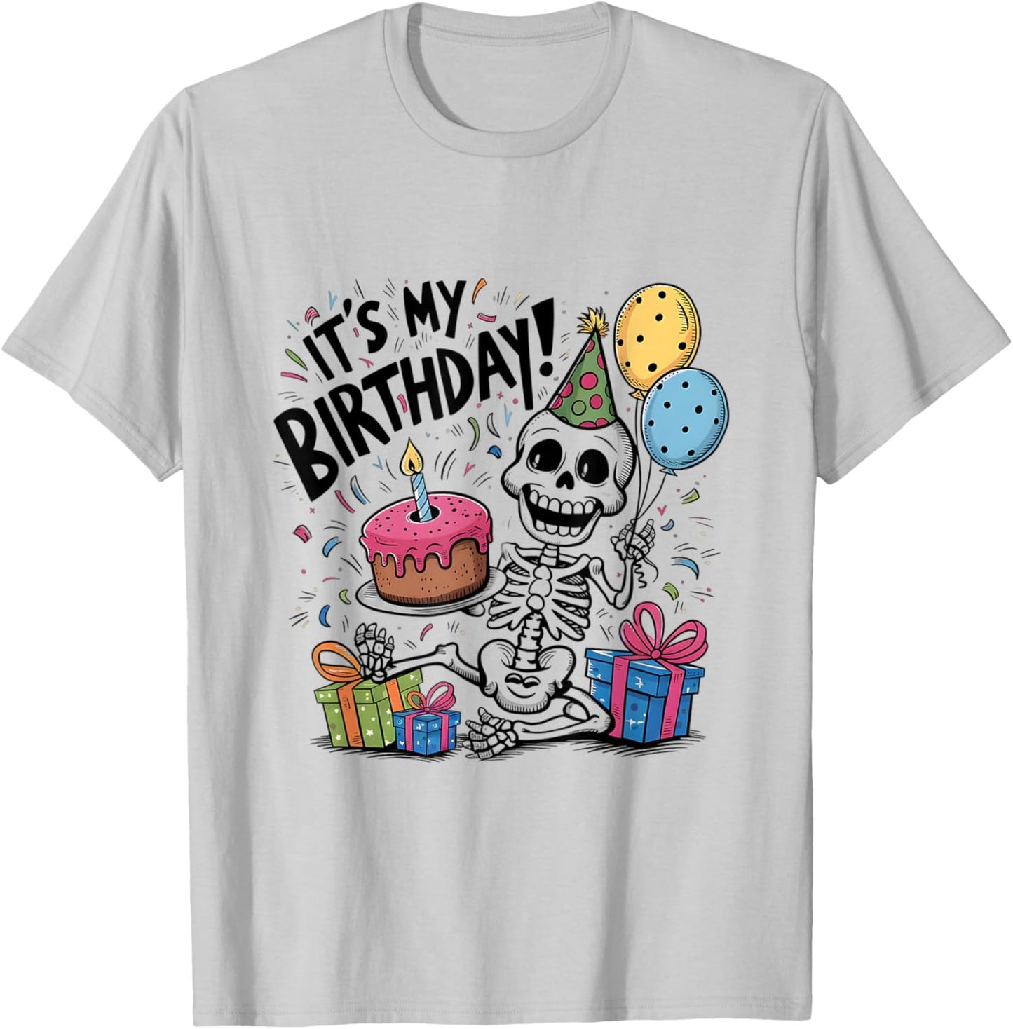 Birthday Boy Skeleton It's My Birthday Party T-Shirt - T-Shirt | Ash