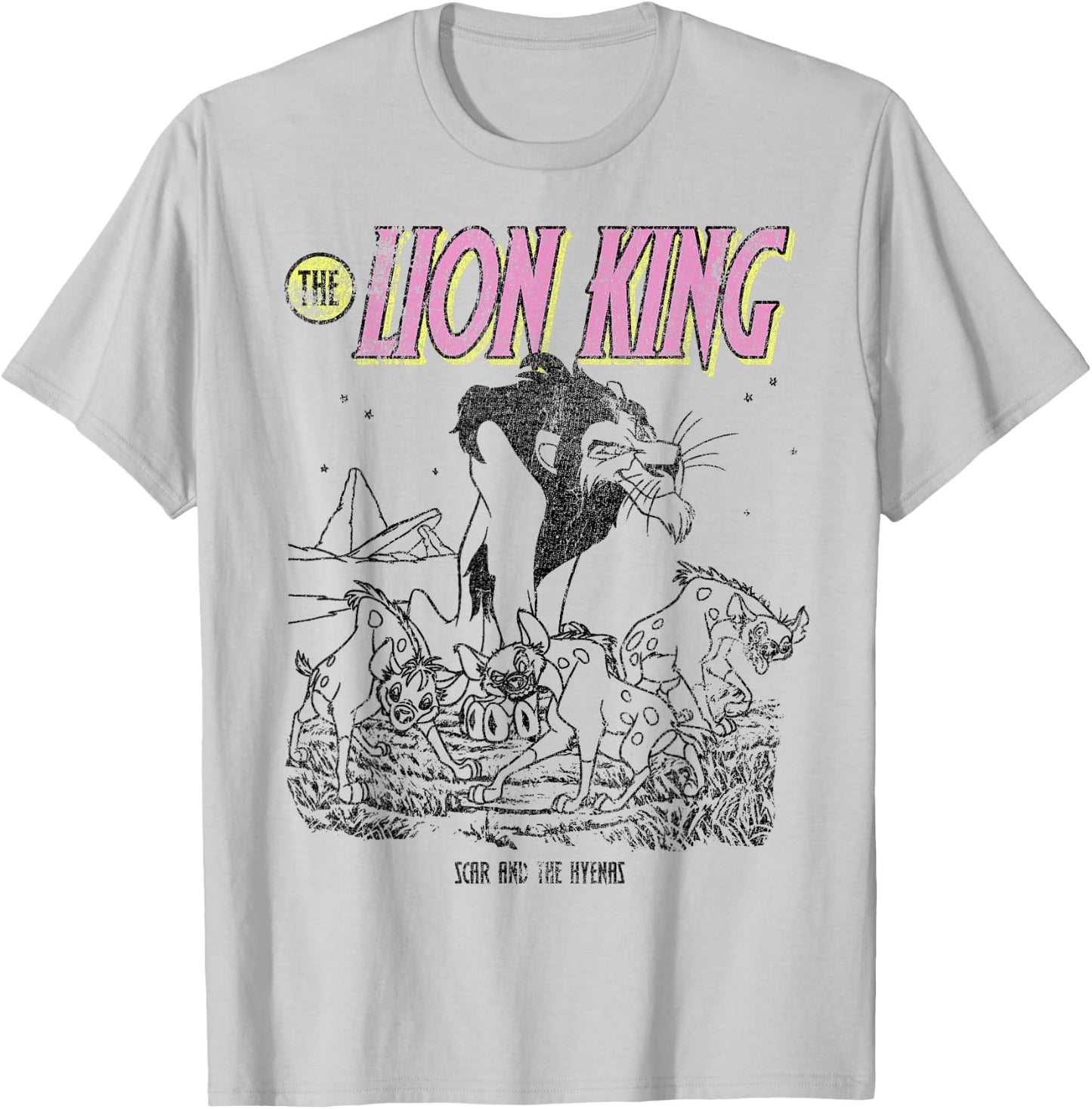 Disney The Lion King Scar And The Hyenas Outline T-Shirt - T-Shirt | Ash