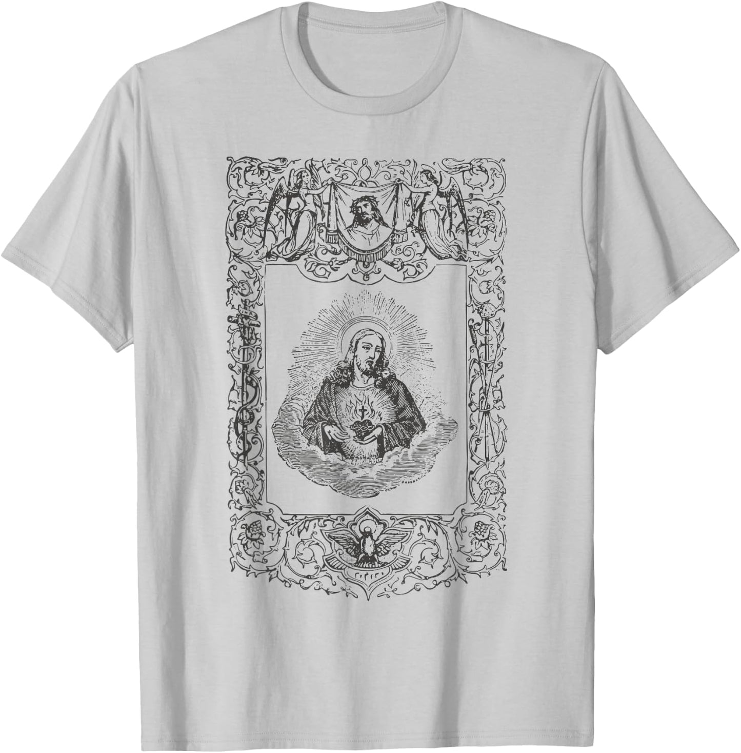 Sacred Heart of Jesus Christ Vintage Catholic Art Gifts INRI T-Shirt - T-Shirt | Ash