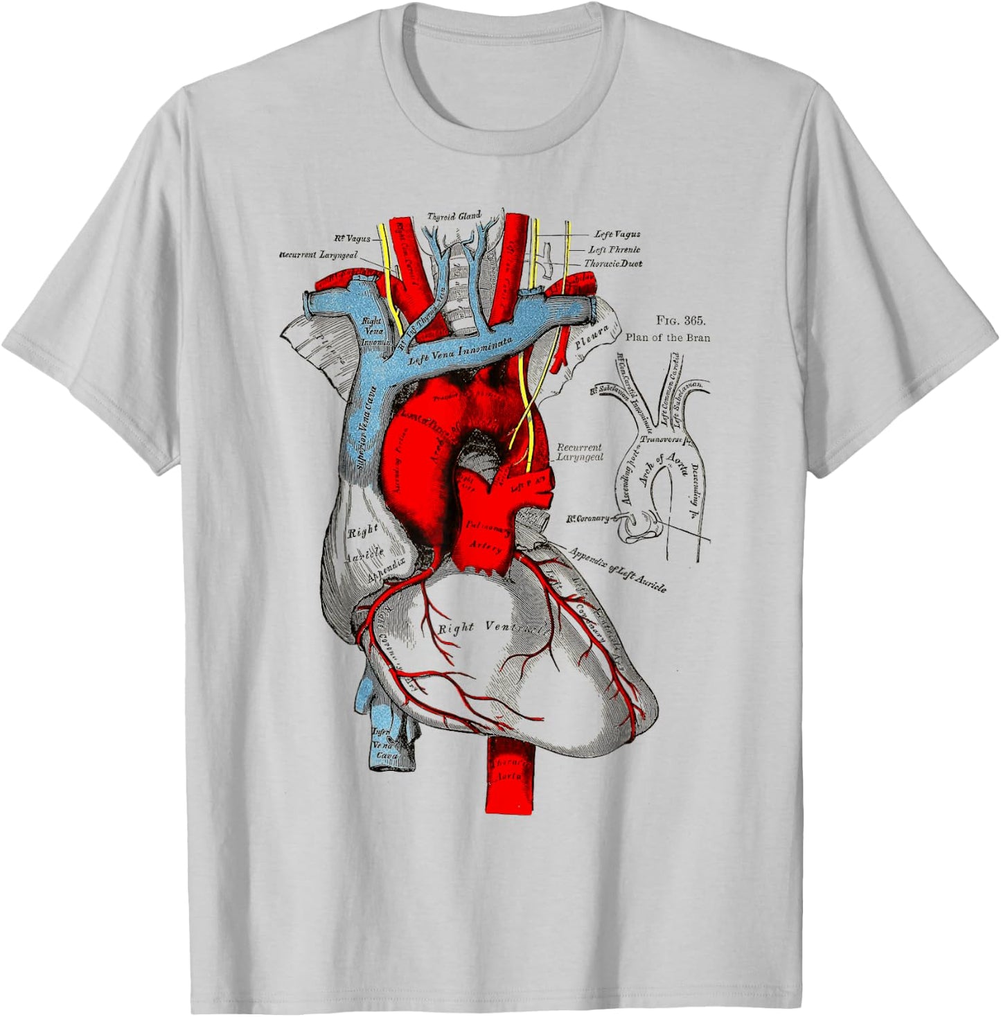 Vintage medical Human Heart Anatomy Illustration T-Shirt - T-Shirt | Ash