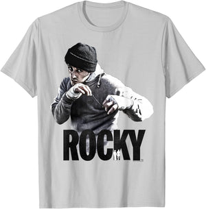 Rocky Shadow Boxing Portrait Logo T-Shirt - T-Shirt | Ash