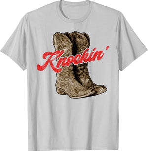 Knockin Boots Boot Cowboy Country Vintage Cowgirl T-Shirt - T-Shirt | Ash