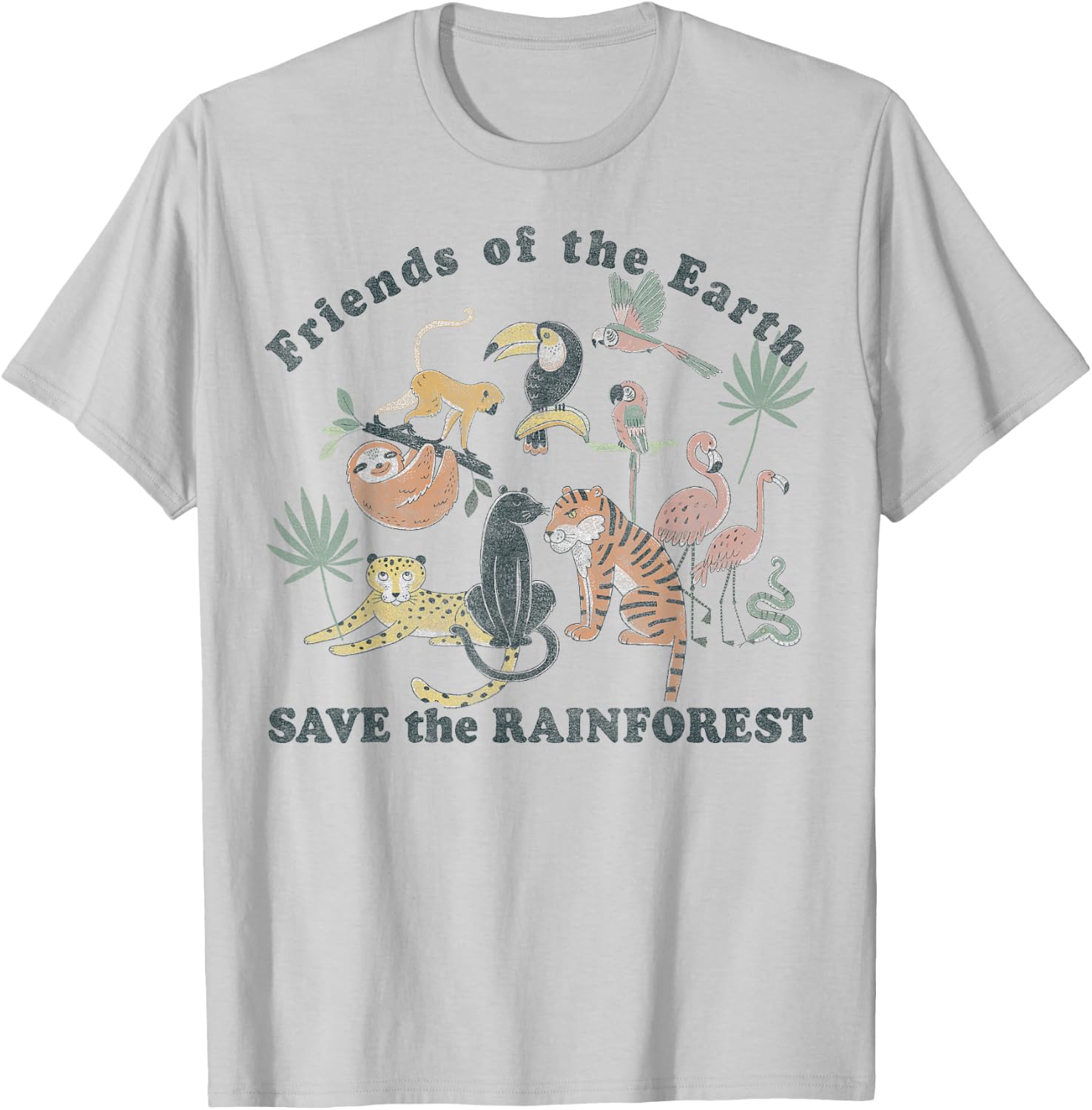 Trendy Animals Save The Rainforest T-Shirt - T-Shirt | Ash