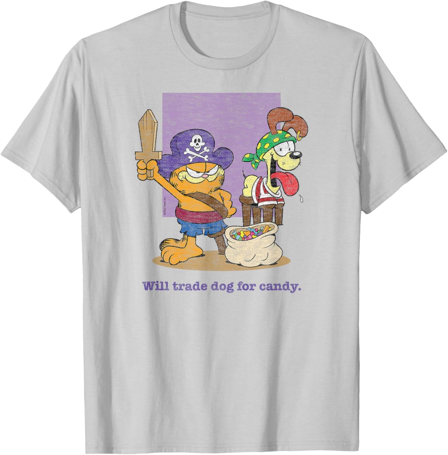 Garfield - Halloween Will Trade Dog For Candy T-Shirt - T-Shirt | Ash