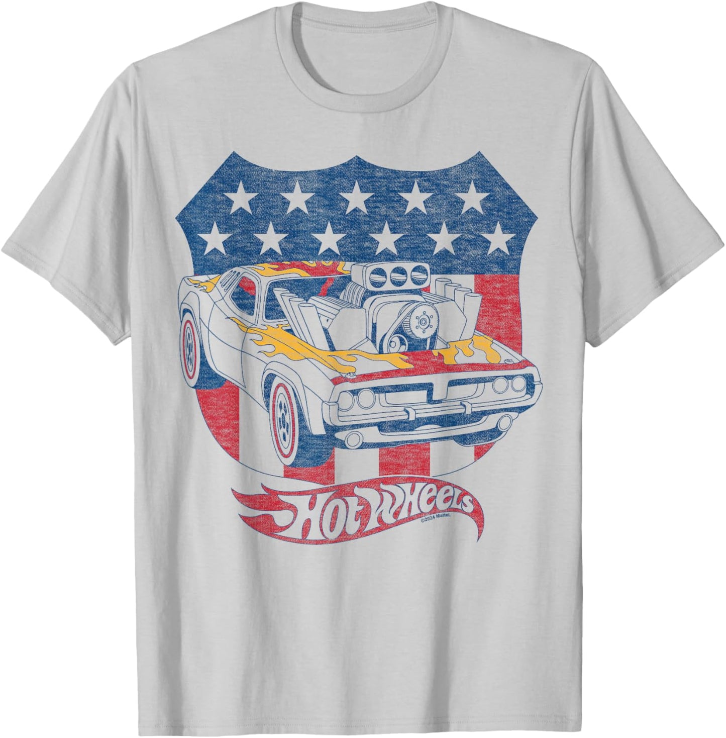 Hot Wheels - Patriotic American Flag T-Shirt - T-Shirt | Ash