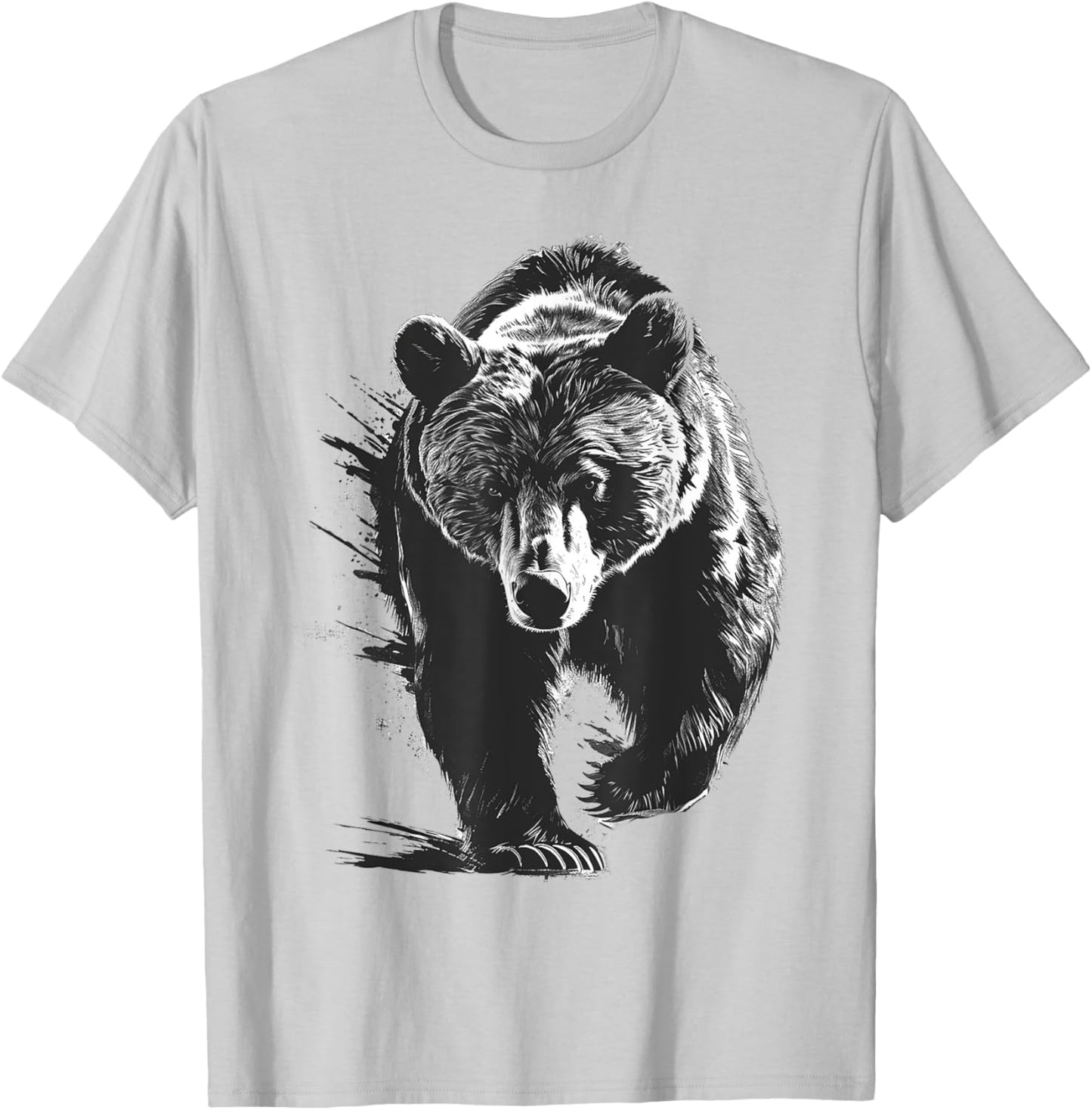 Bear Drawing Animal Painting Graphic Art Bear T-Shirt - T-Shirt | Ash