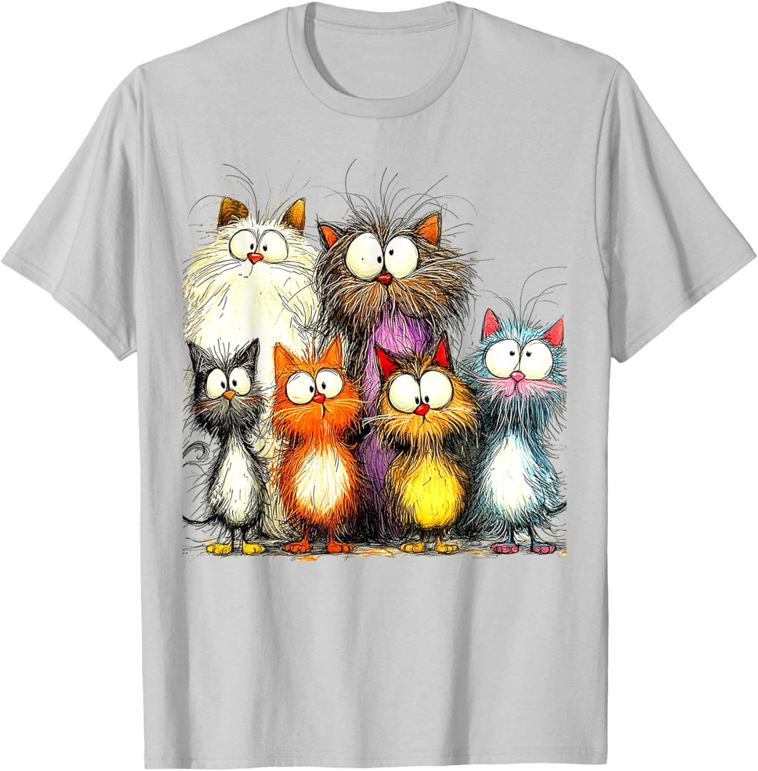 Eagerlys Silly Funny Cat Famliy Art Colorful Cats - Kitten Women T-Shirt - T-Shirt | Ash