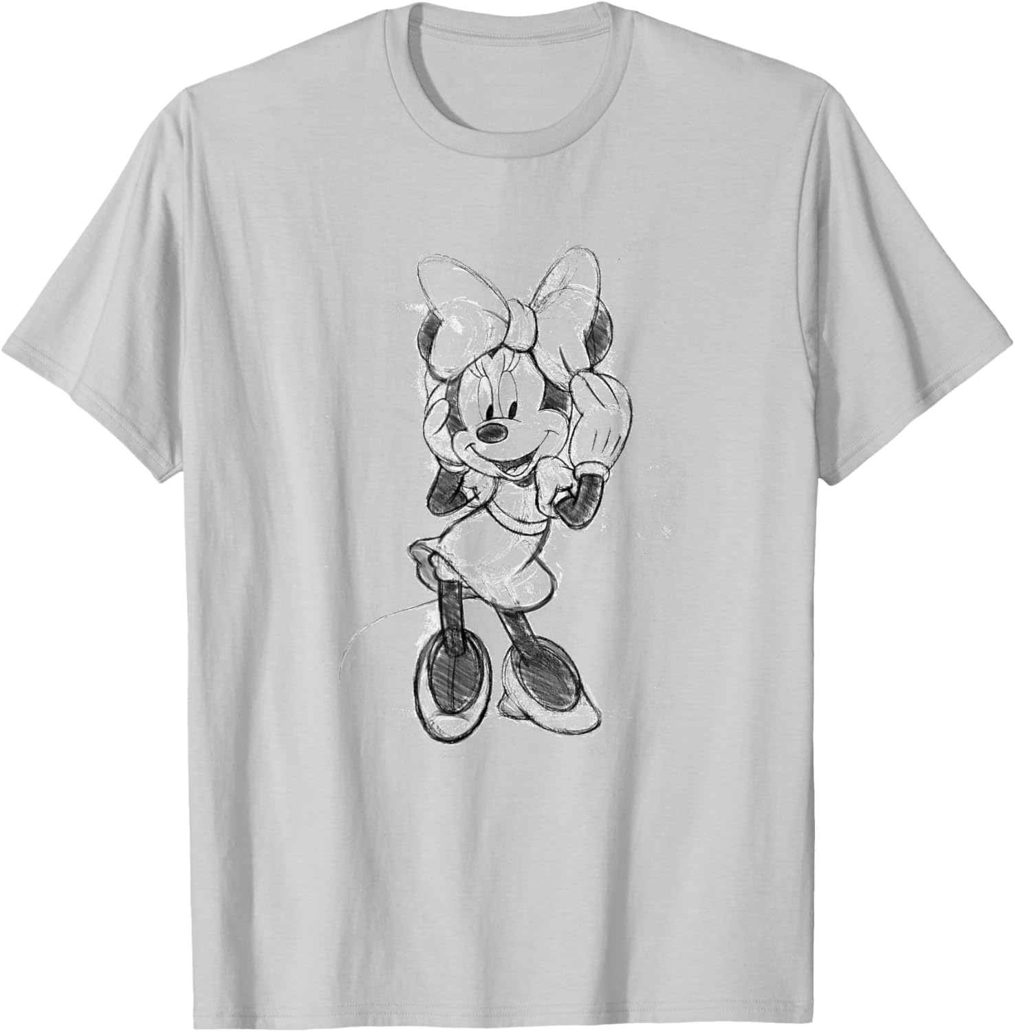 Disney Minnie Mouse Classic Full Body Black & White Sketch T-Shirt - T-Shirt | Ash