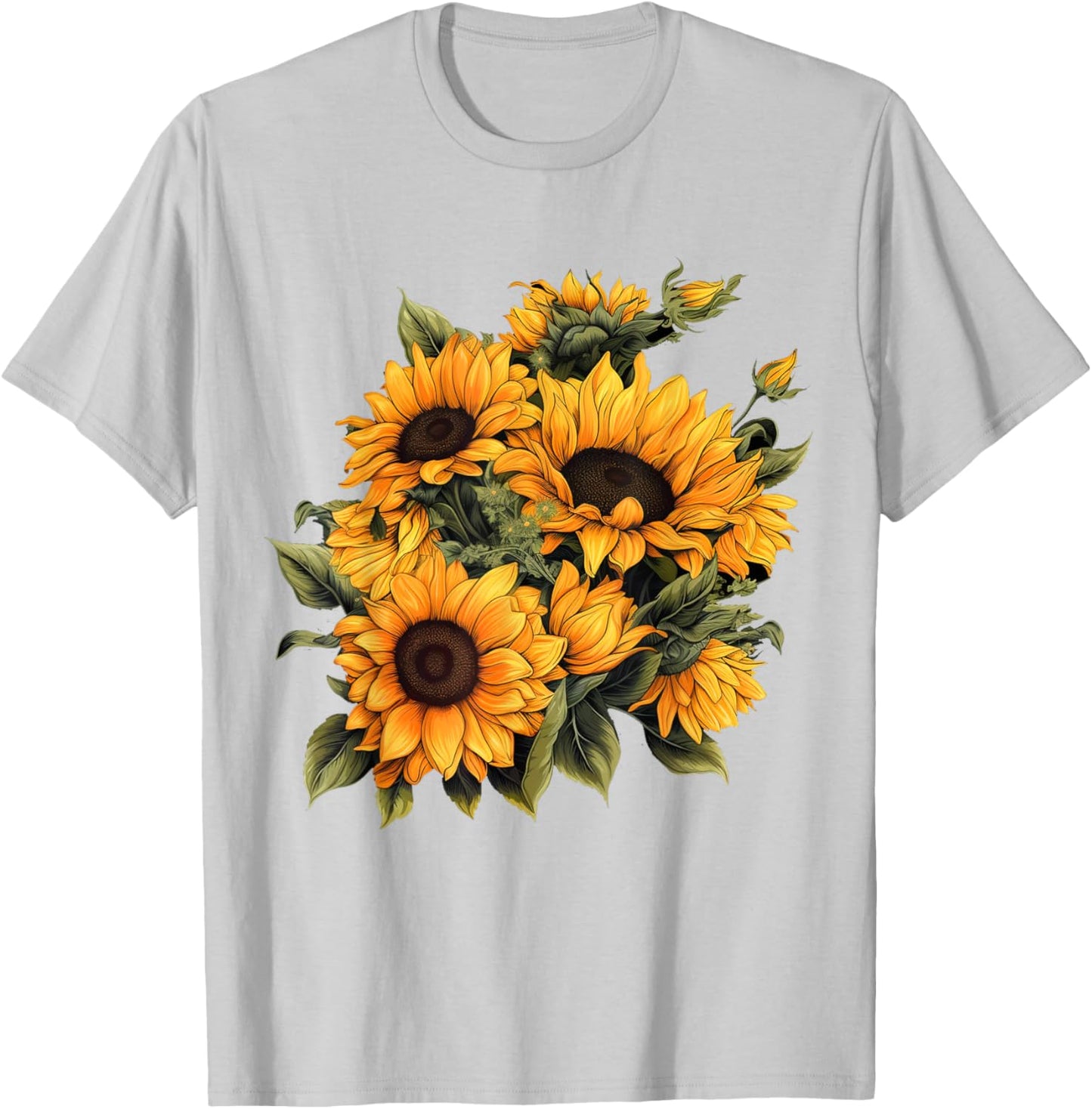 Yellow Sunflower Cute summer Sun flowers Floral Positivity T-Shirt - T-Shirt | Ash