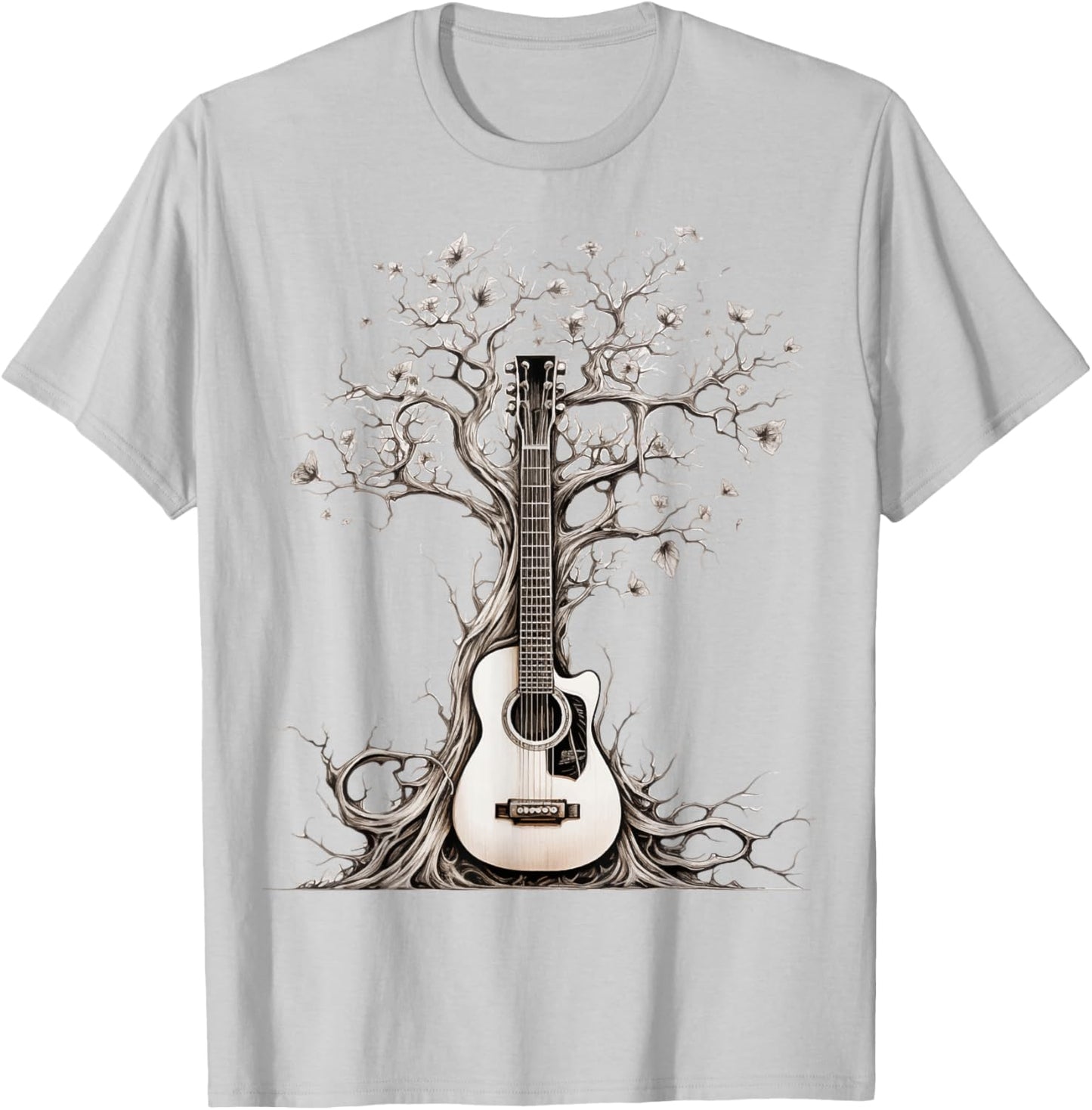 Acoustic Guitar Tree Of Life Nature Of Music Guitarist T-Shirt - T-Shirt | Ash
