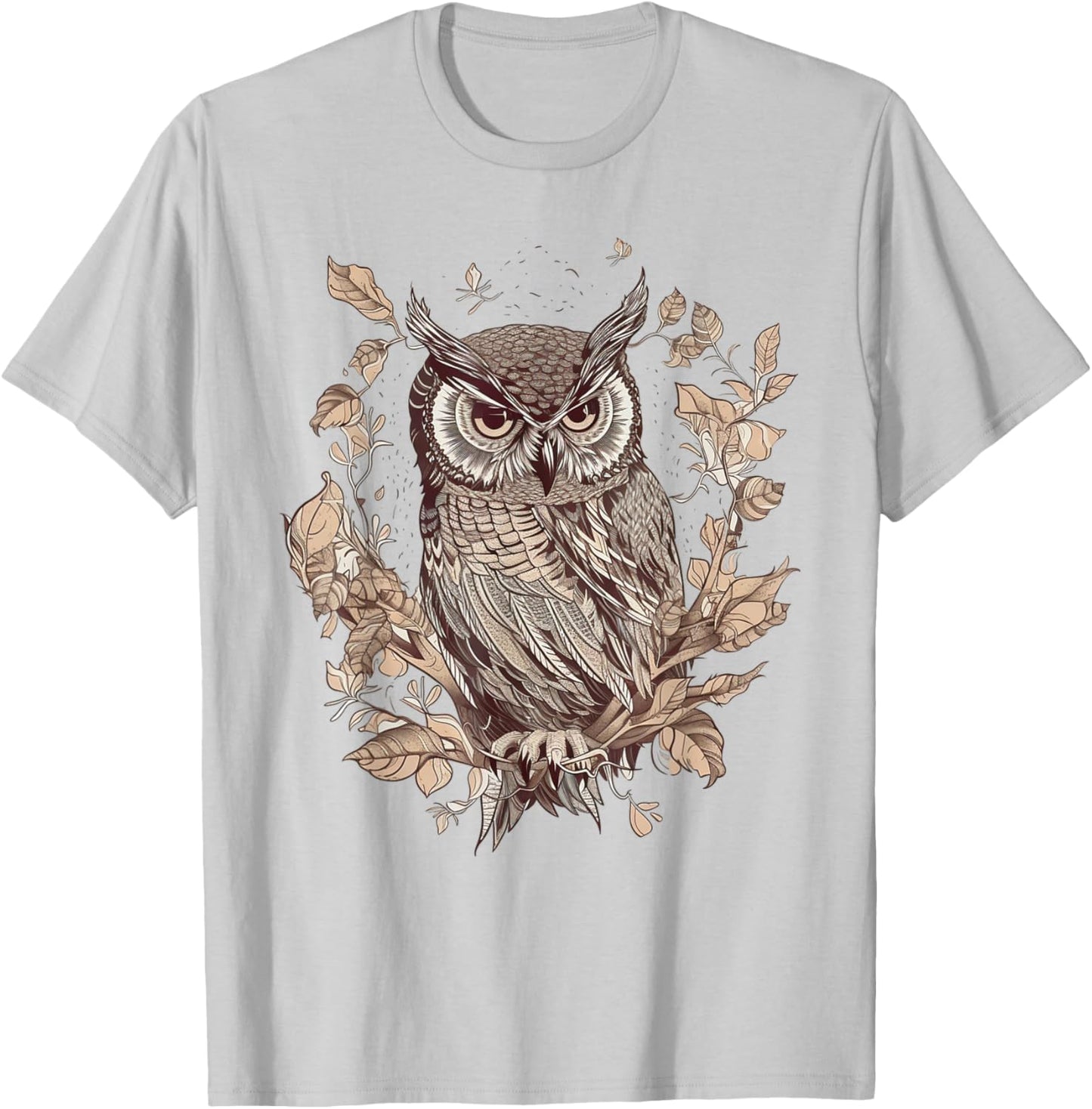 Moon Owl Birds Owl Gifts Graphic Women Boys Girls T-Shirt - T-Shirt | Ash