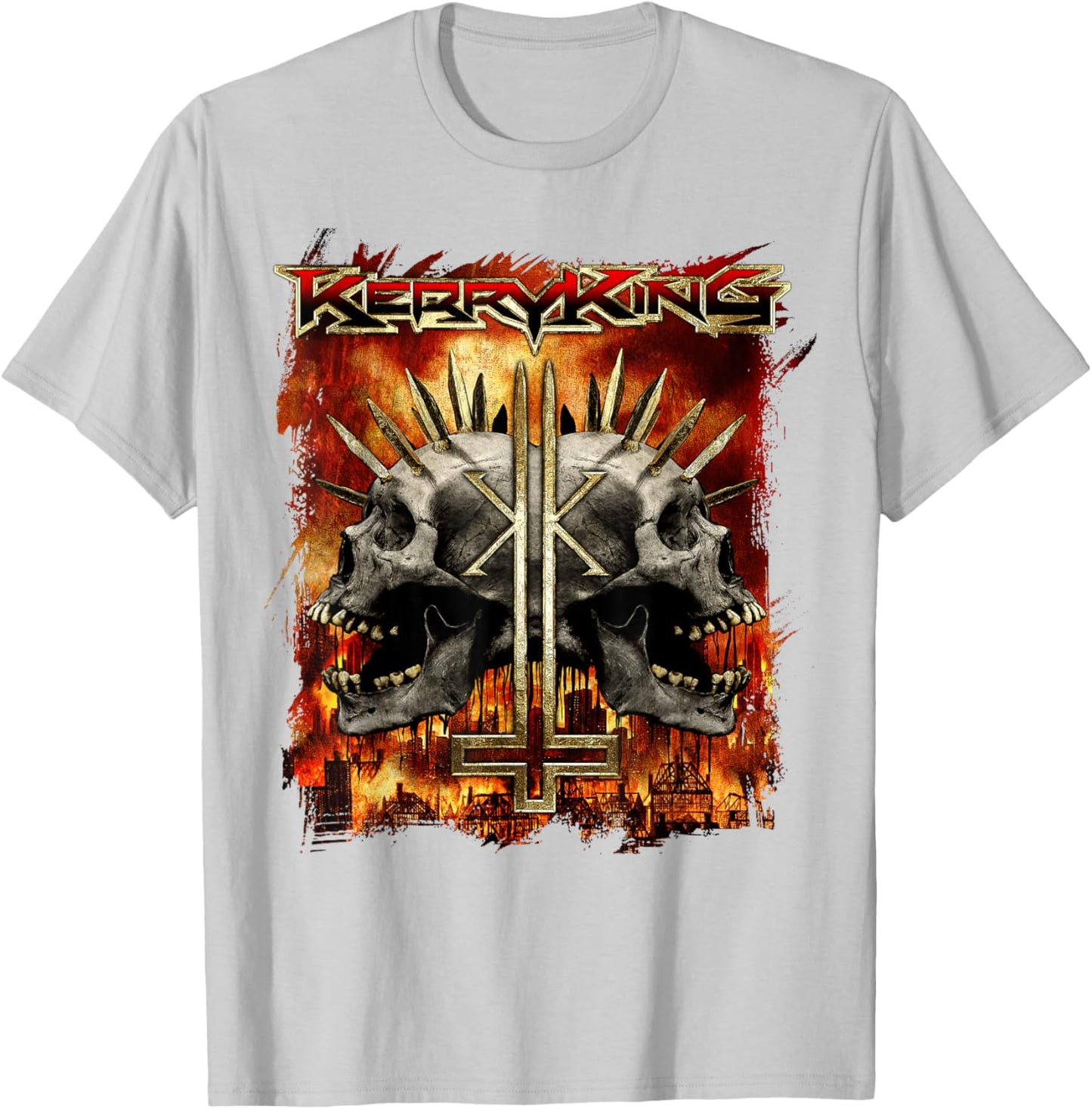 Kerry King Spikey Double Skull T-Shirt - T-Shirt | Ash