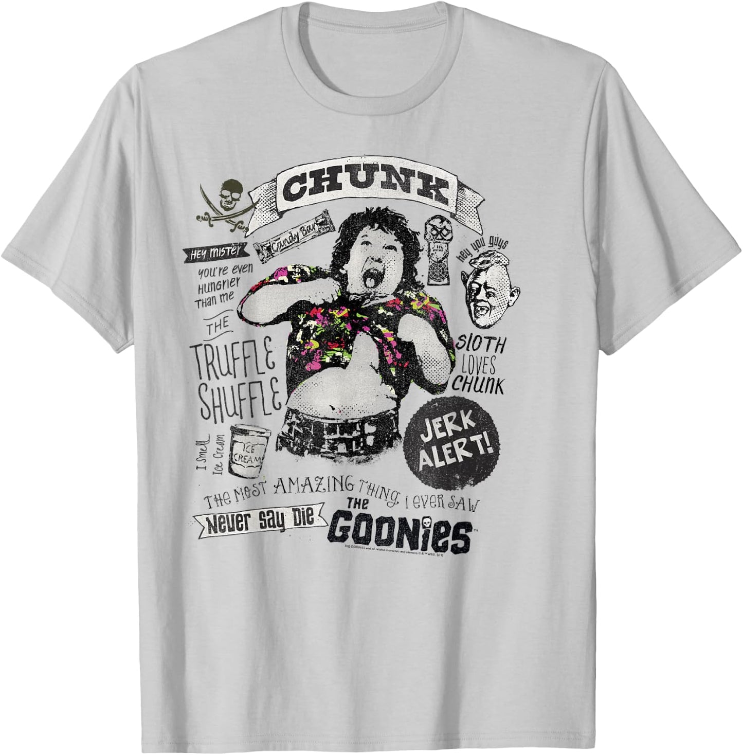 The Goonies Chunk & Sloth Things Text T-Shirt - T-Shirt | Ash