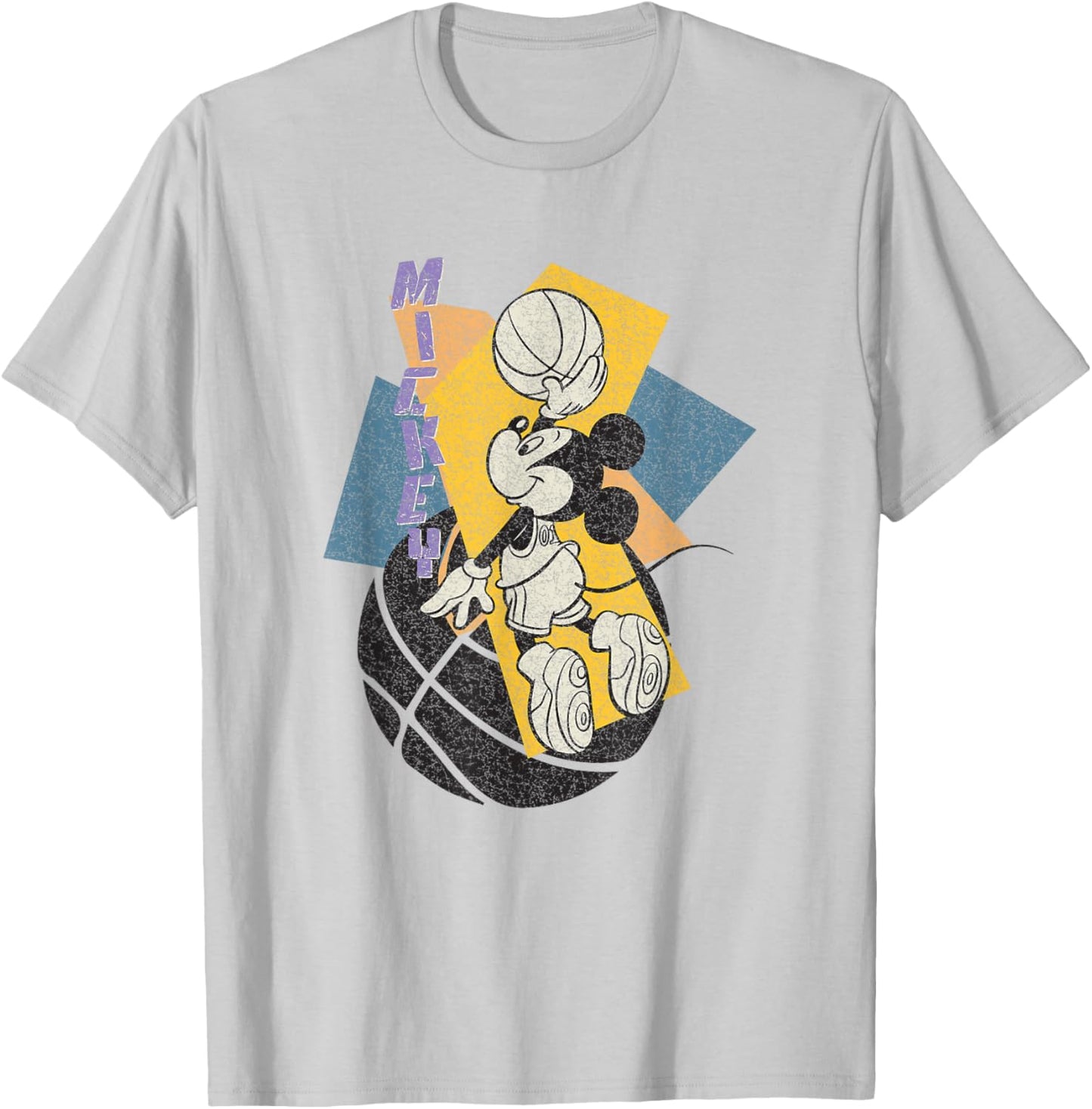 Disney Mickey and Friends Retro Basketball 90's Dunk Logo T-Shirt - T-Shirt | Ash