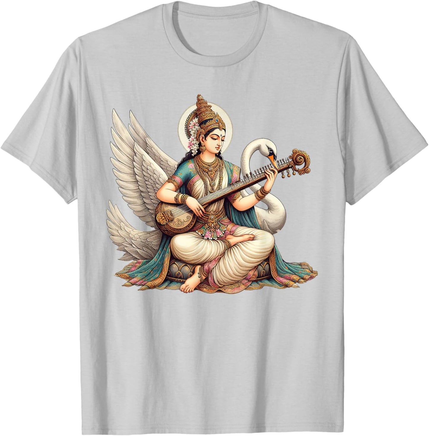 Hindu Saraswati Goddess Ancient Mythology Hinduism T-Shirt - T-Shirt | Ash