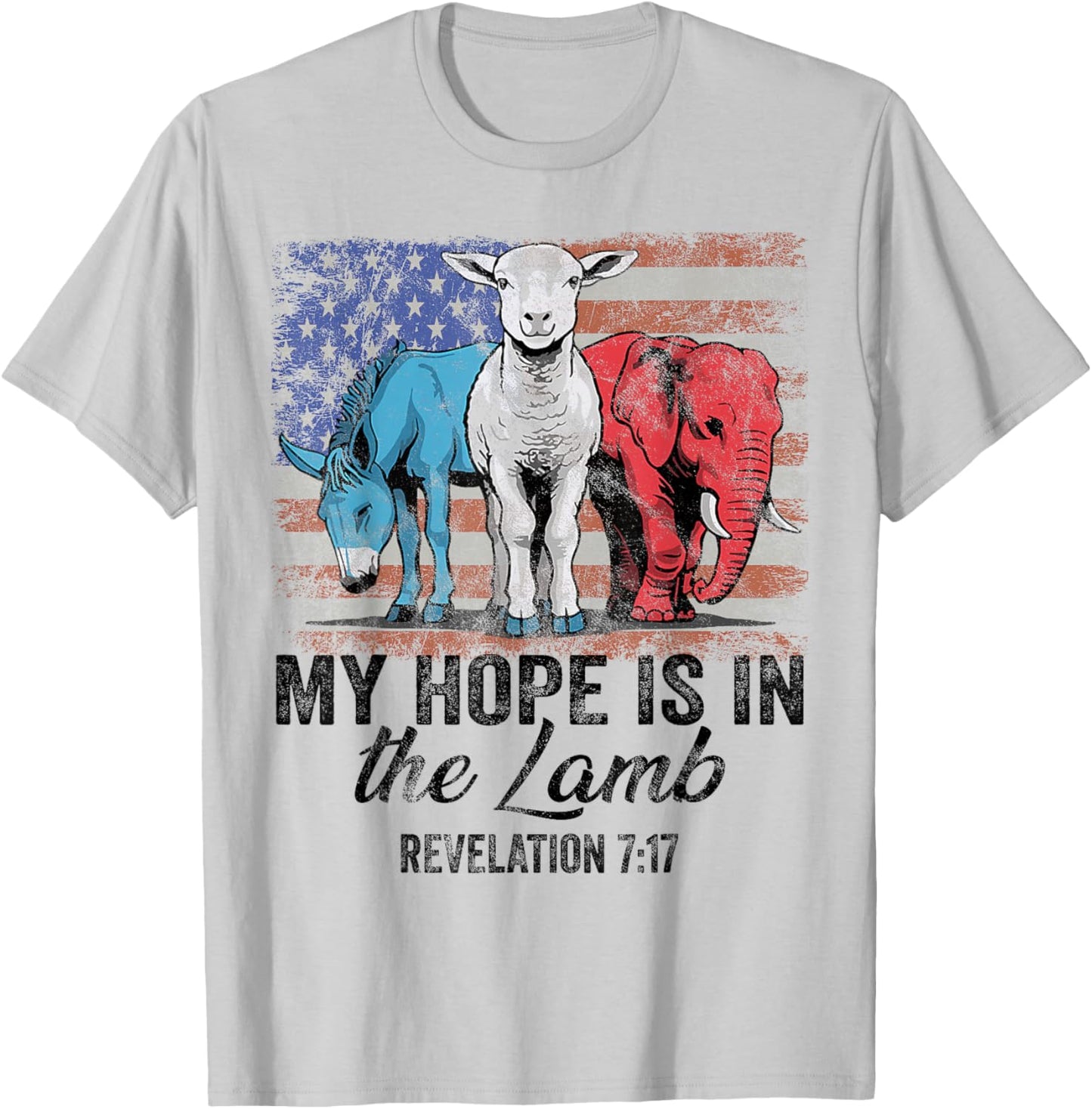 vintage My Hope is in the lamb Scripture Elephant Donkey T-Shirt - T-Shirt | Ash