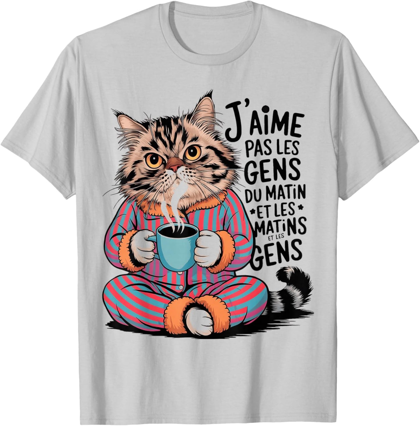 I Love Not People Cat Humor Funny Gift Coffee Morning , white, S T-Shirt - T-Shirt | Ash