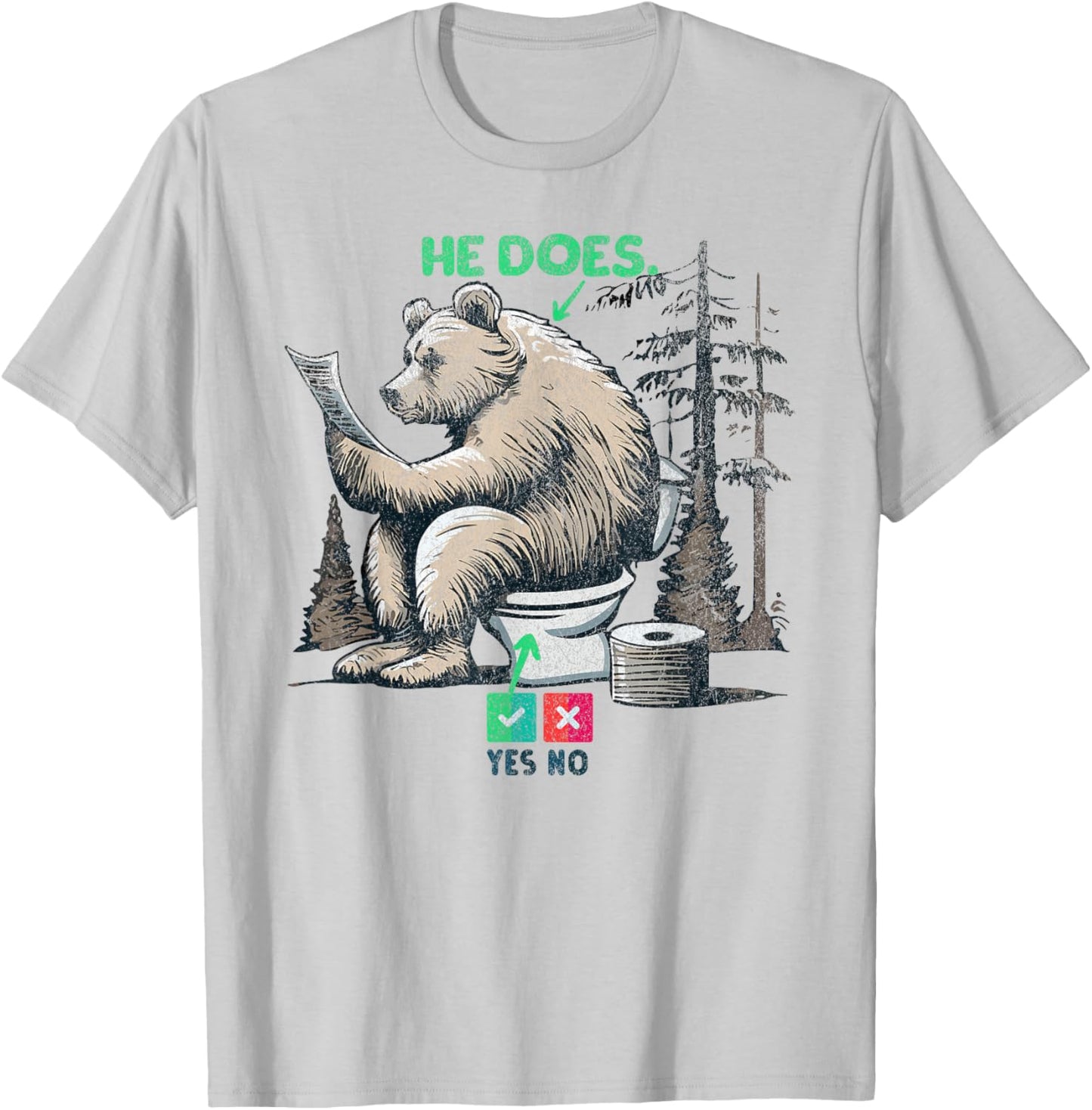 DOES A BEAR SHIT IN THE WOODS Funny Rhetorical Question T-Shirt - T-Shirt | Ash