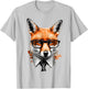 Fox Glasses Office Animal Print Art Fox T-Shirt - T-Shirt | Ash