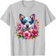 Watercolor Blue Heeler Mom Pink Flower Australian Cattle Dog T-Shirt - T-Shirt | Ash