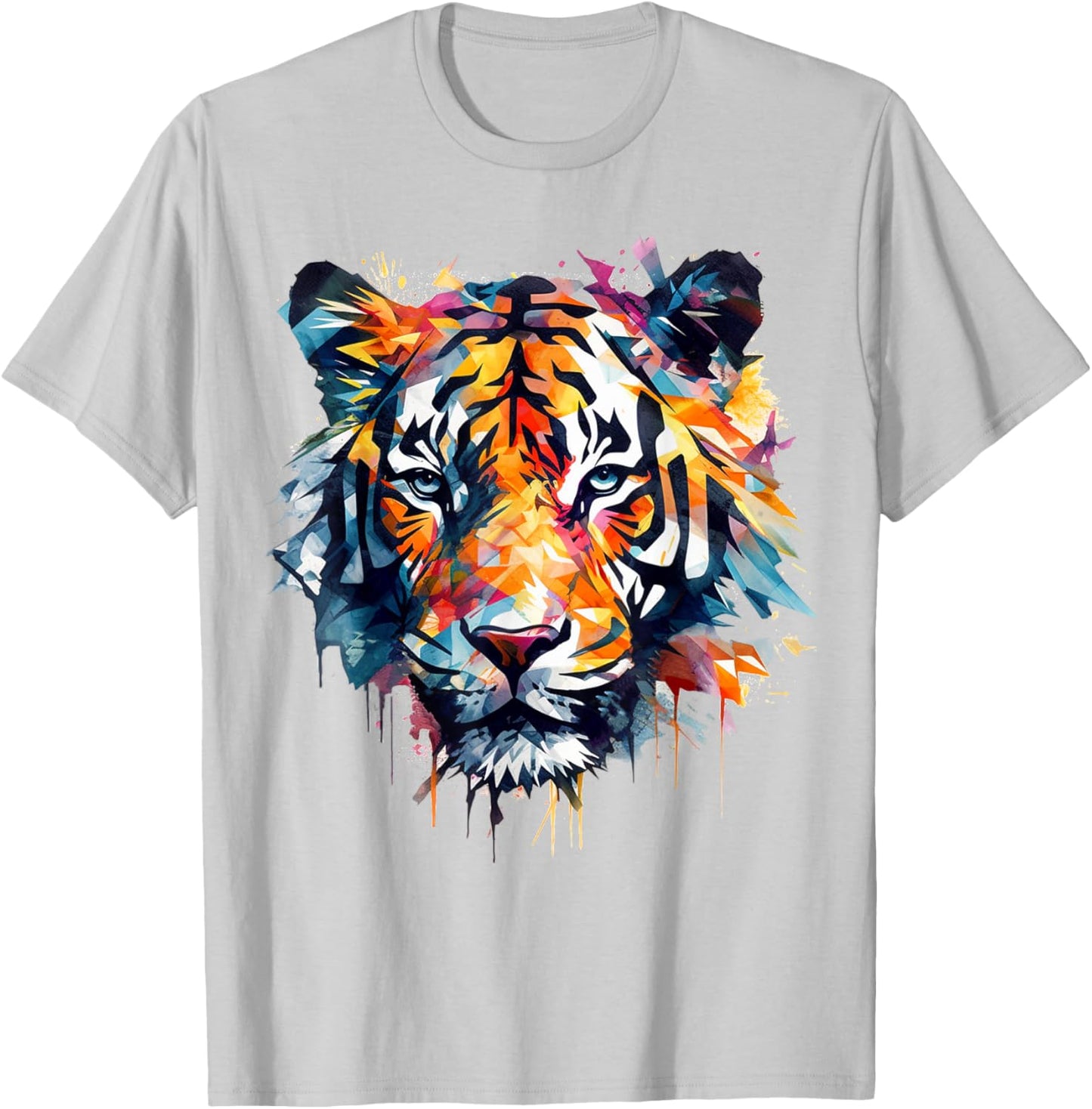 Tiger Artwork - Colourful Art Zoo Animal Tiger T-Shirt - T-Shirt | Ash