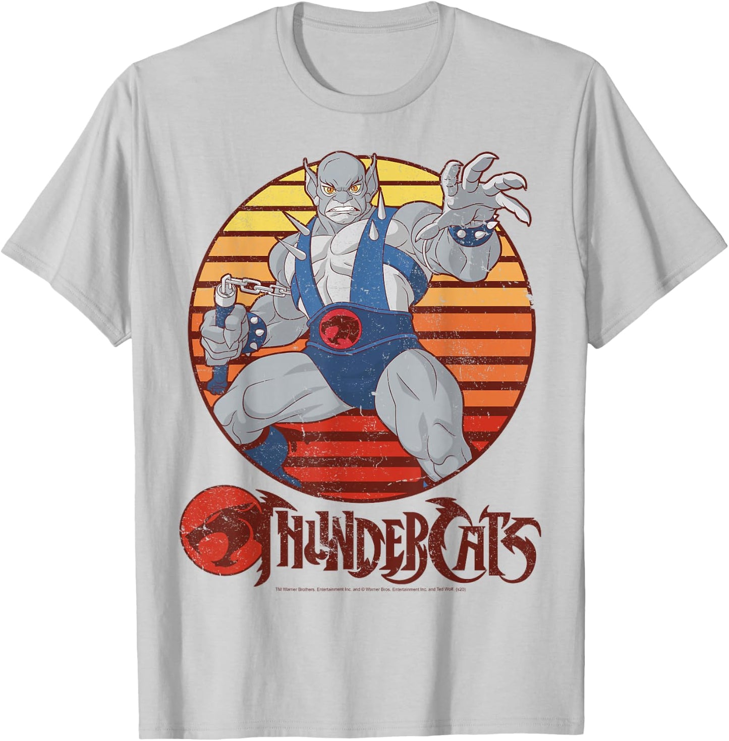 ThunderCats Panthro Retro Sunset T-Shirt - T-Shirt | Ash