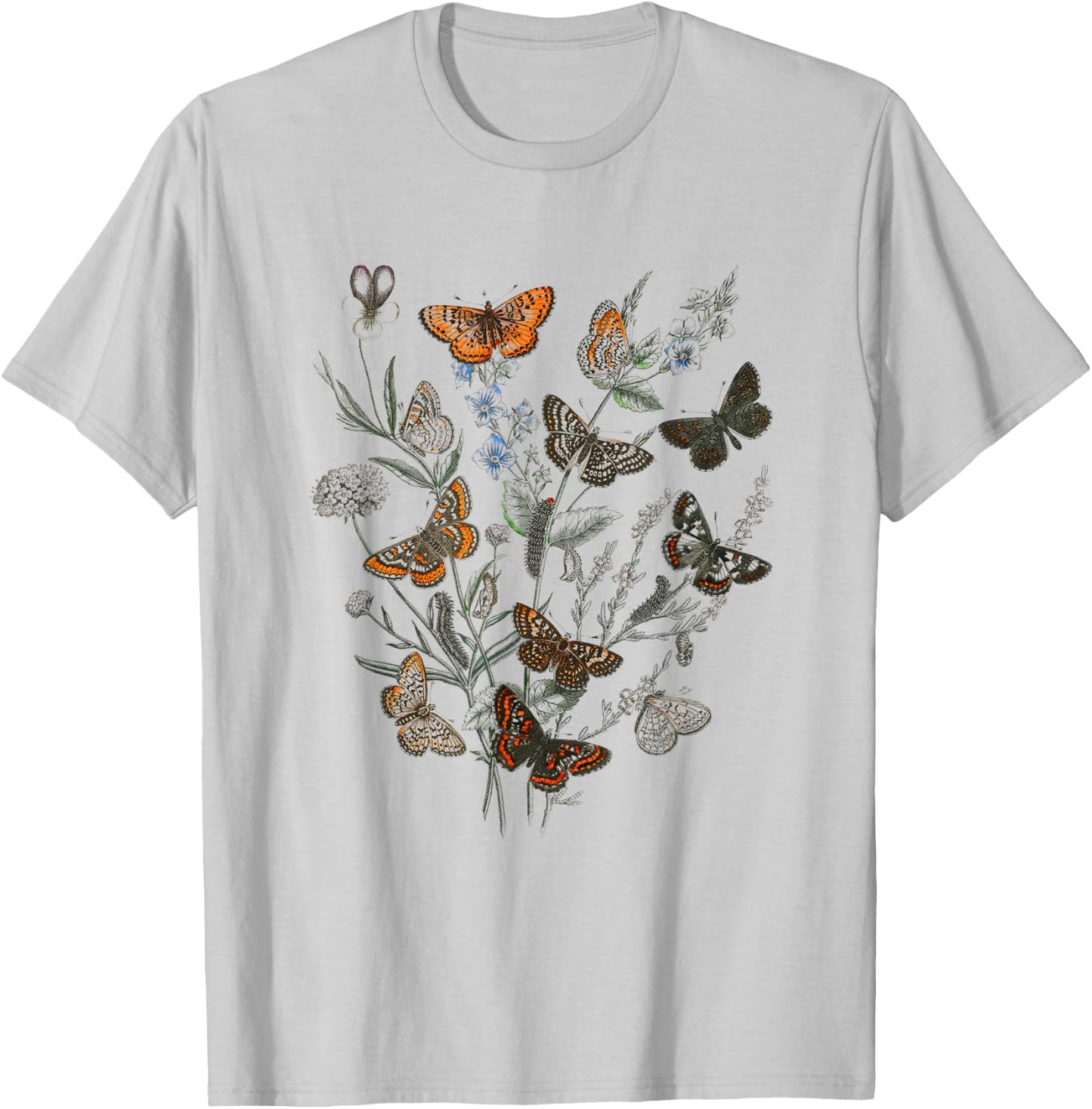 Cute Butterflies Floral Graphic Butterfly Tree T-Shirt - T-Shirt | Ash