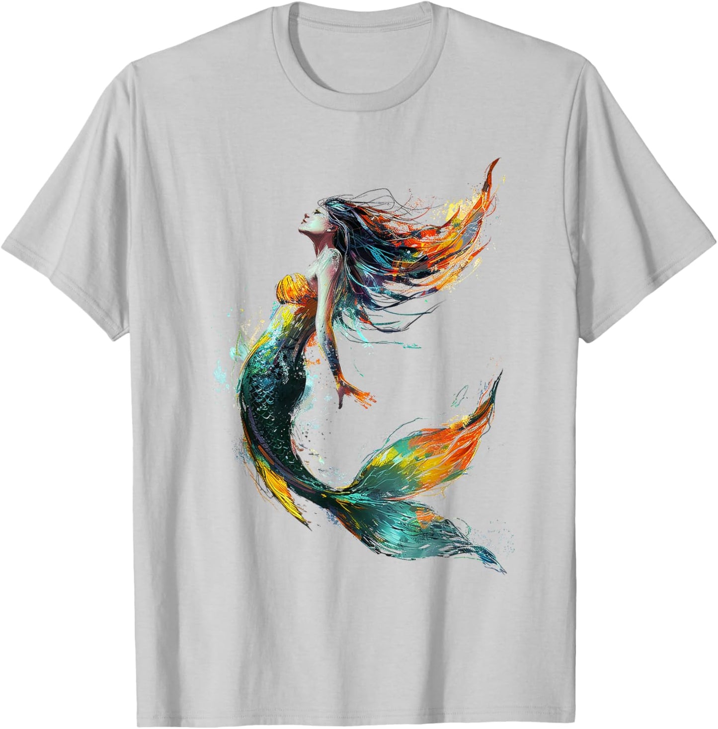 Abstract Graphic Painting Mermaid Woman Mermaid , white, S T-Shirt - T-Shirt | Ash