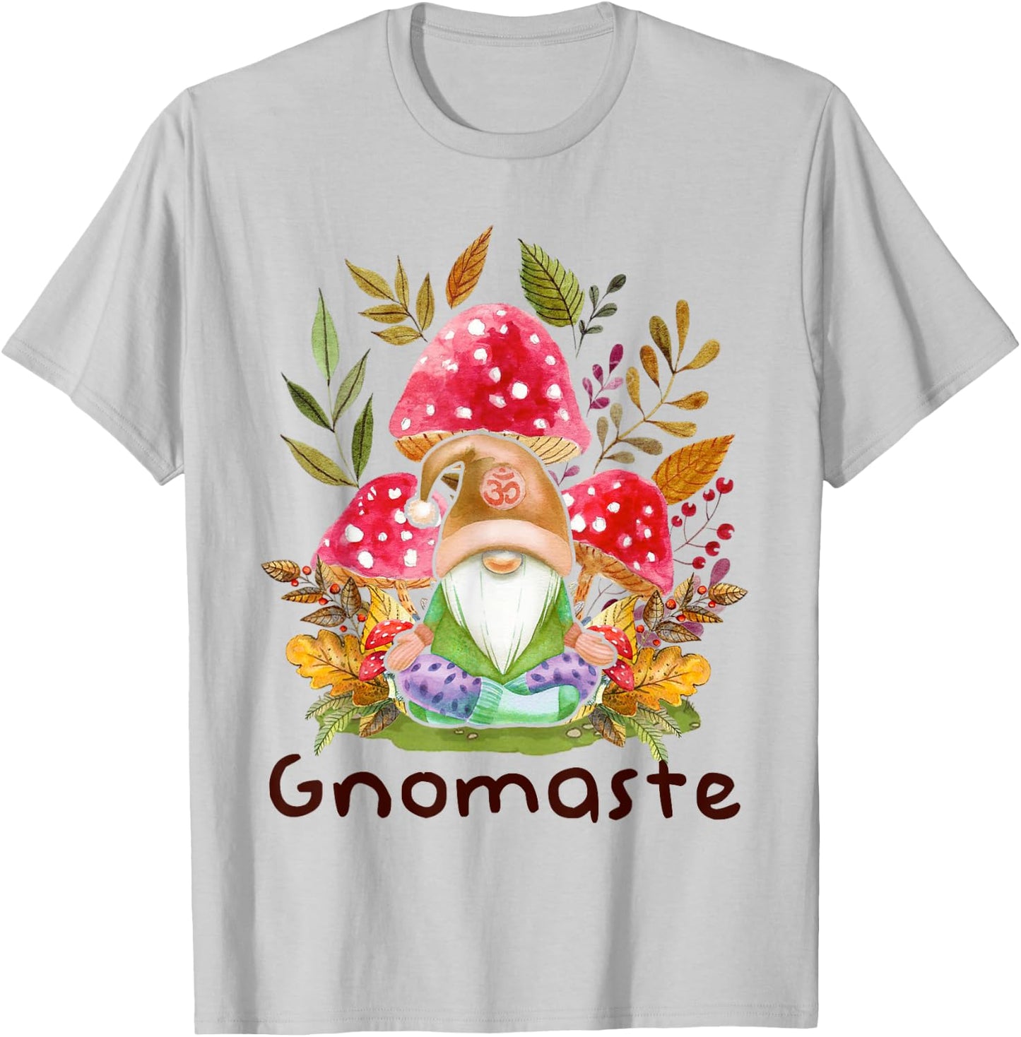 Cute Gnomaste Yoga Gnome Namaste Meditation Zen T-Shirt - T-Shirt | Ash