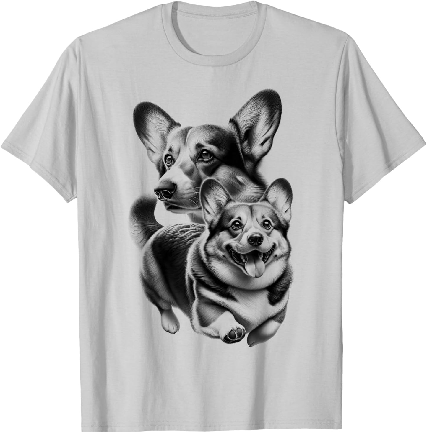 Cute Corgi as a Cool Portrait T-Shirt - T-Shirt | Ash