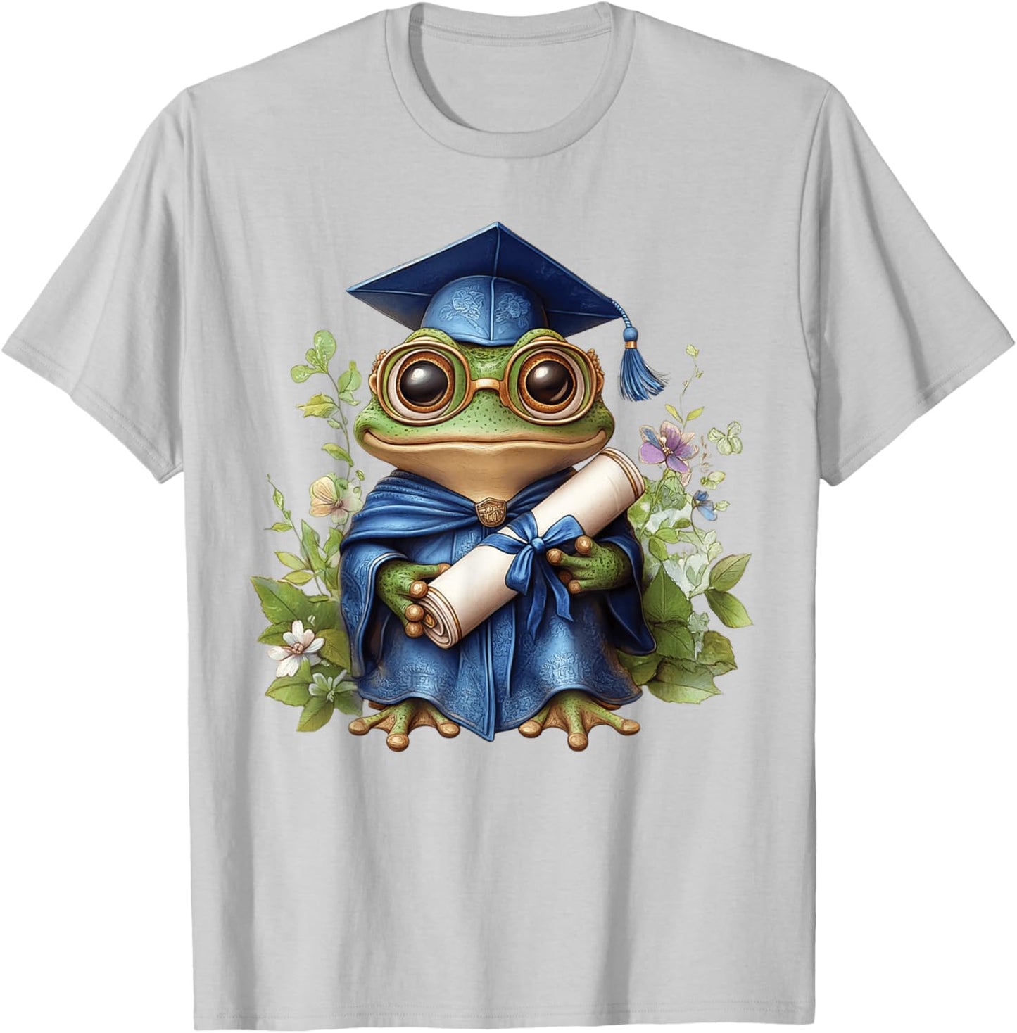 Cute Graduation Frog Holding Diploma T Shirt T-Shirt - T-Shirt | Ash