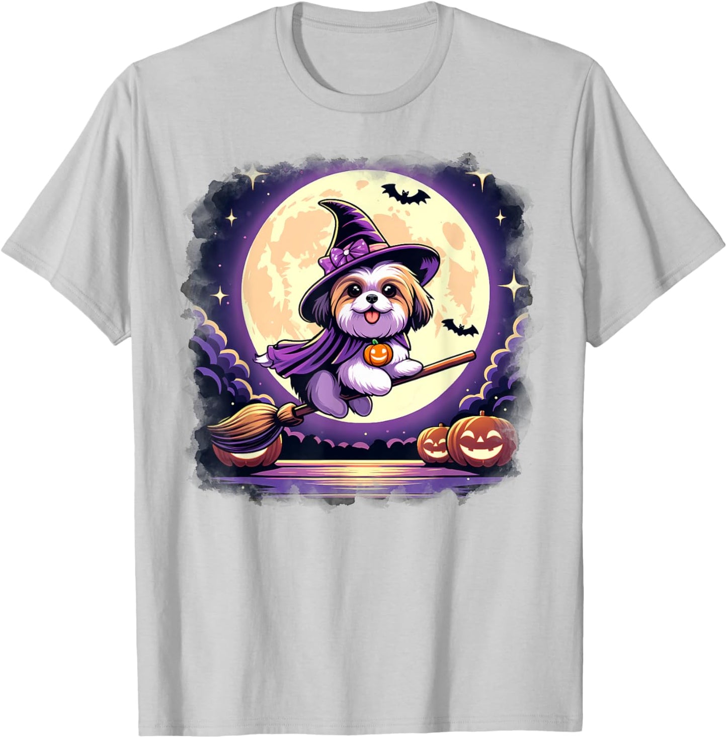 Cute Shih Tzu Halloween Costume Shirt Dog Lover Women Girls T-Shirt - T-Shirt | Ash