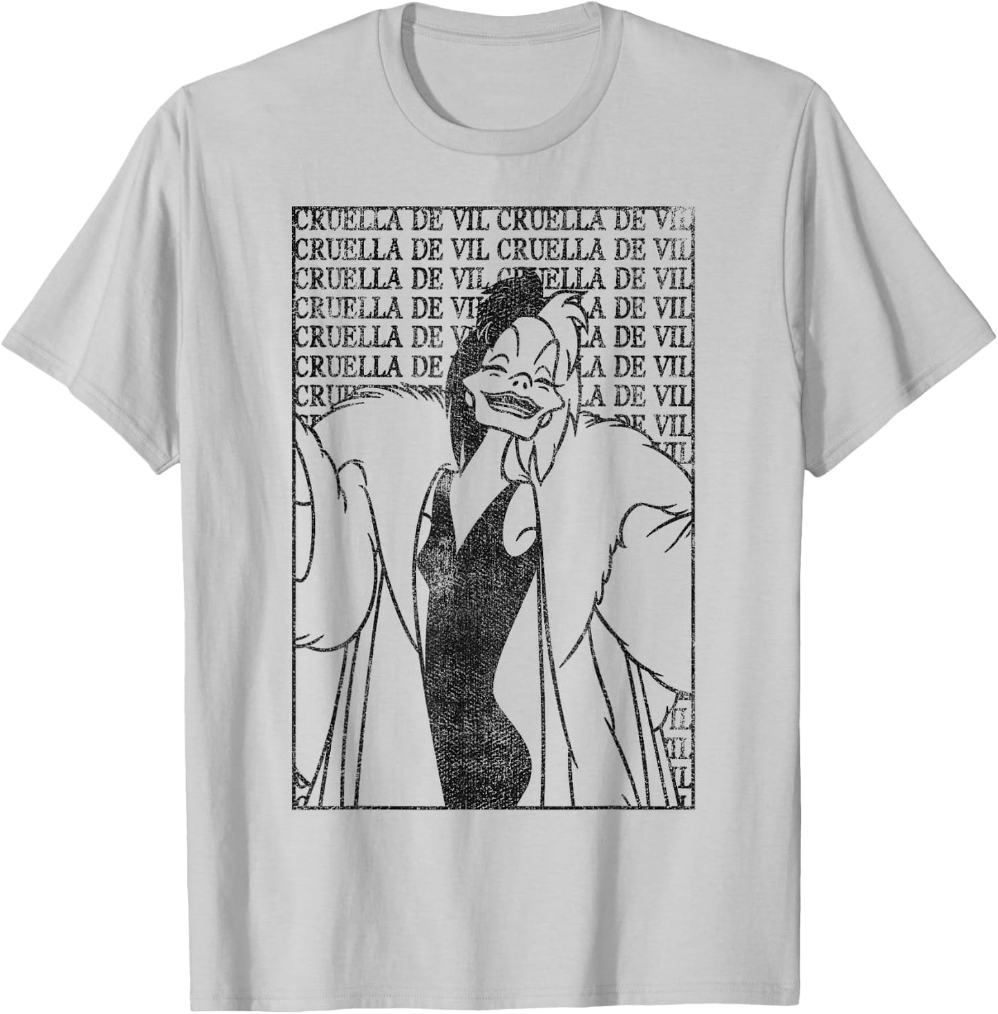 Disney Dalmatians Cruella Card Poster Graphic T-Shirt - T-Shirt | Ash