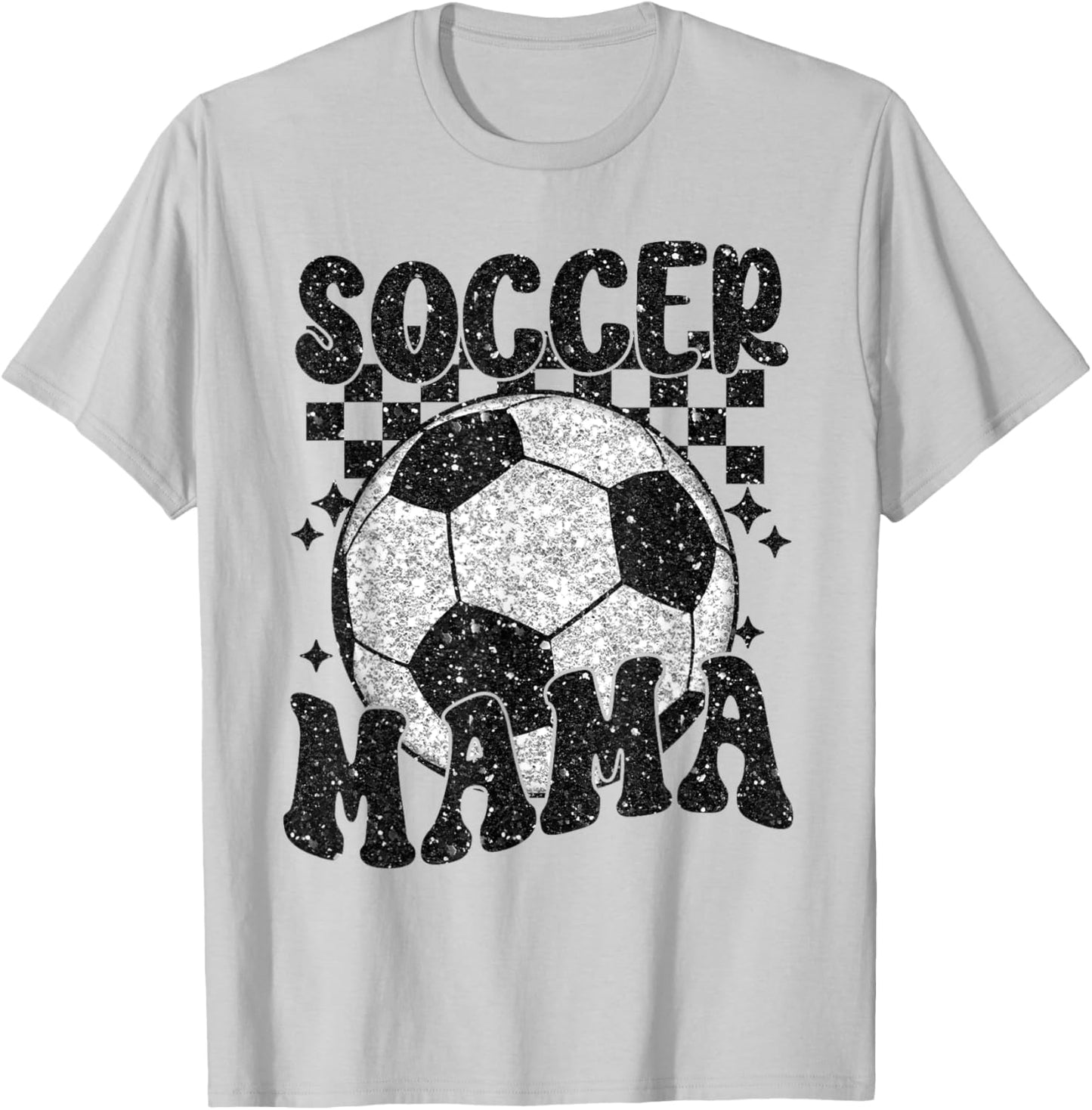 Checkered Soccer Mama Retro Soccer Mom Soccer Season T-Shirt - T-Shirt | Ash