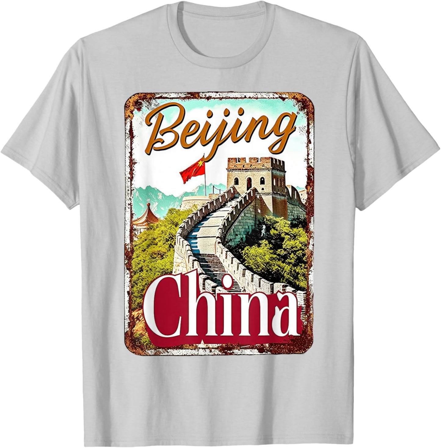 Beijing China Great Wall Heritage Architecture City Trip T-Shirt - T-Shirt | Ash