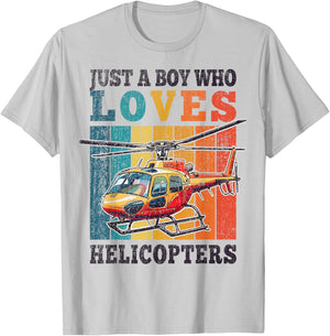 Helicopter Just A Boy Who Loves Helicopters Kid Boys Toddler T-Shirt - T-Shirt | Ash