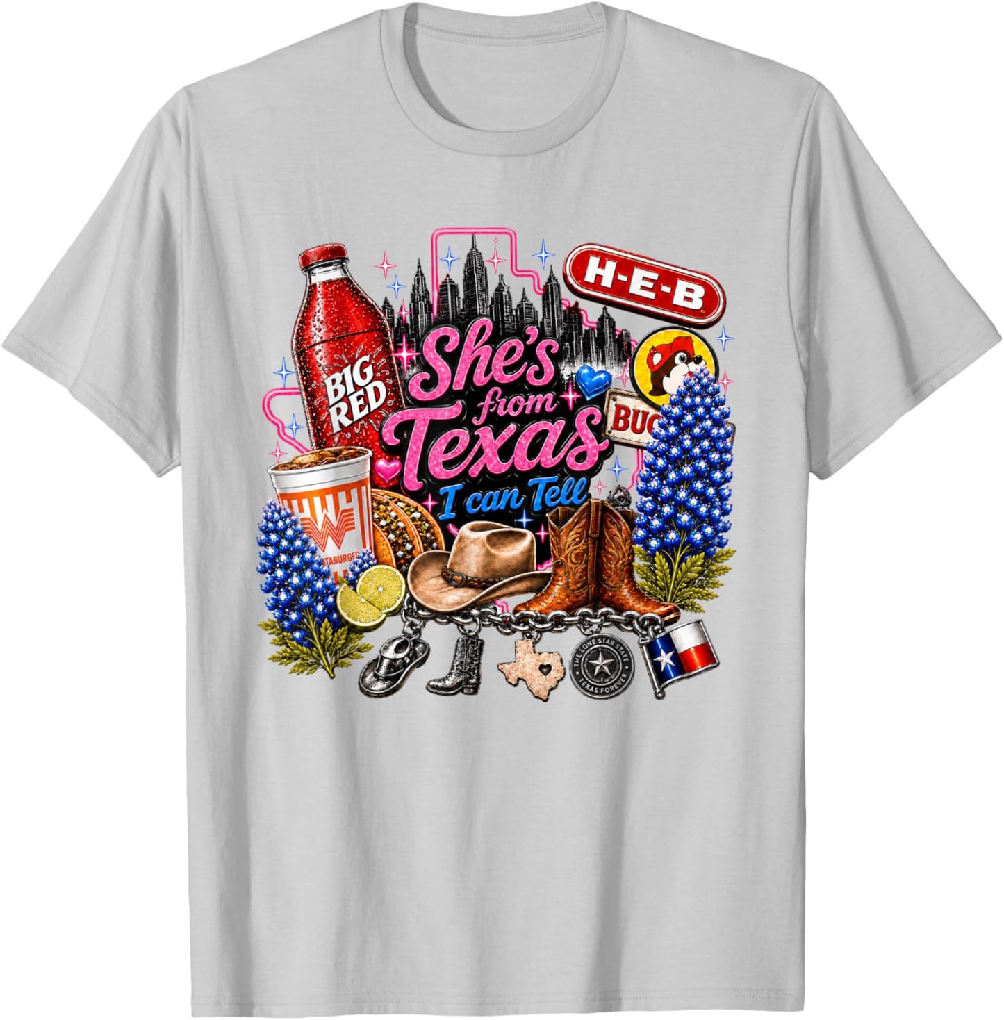 Shes from Texas I Can Tell State Pride T-Shirt - T-Shirt | Ash