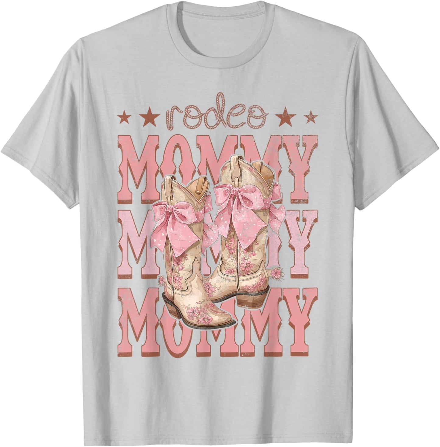 Rodeo Mommy Pink Boots Coquette Cow-Girl Birthday Party T-Shirt - T-Shirt | Ash